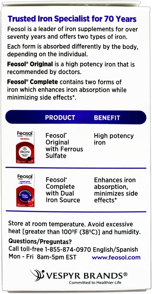Feosol Bifera Hip & PIC Iron Supplement, Complete - 30 Caplets, Pack of 2 5