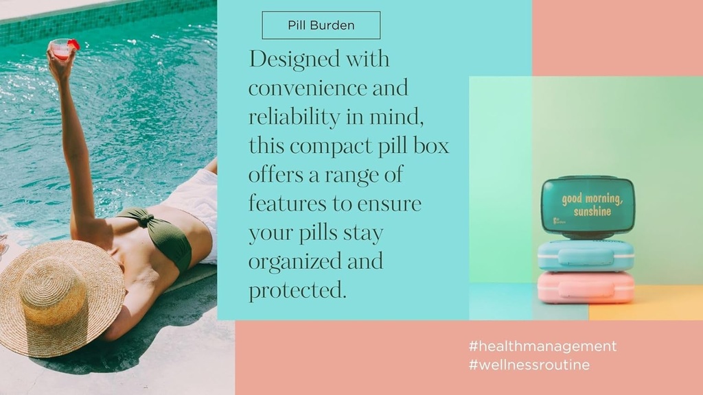 Cute, Large Pill Organizer – Big Silicone Travel Case for Vitamins & Supplements in Blue/Unwell 5