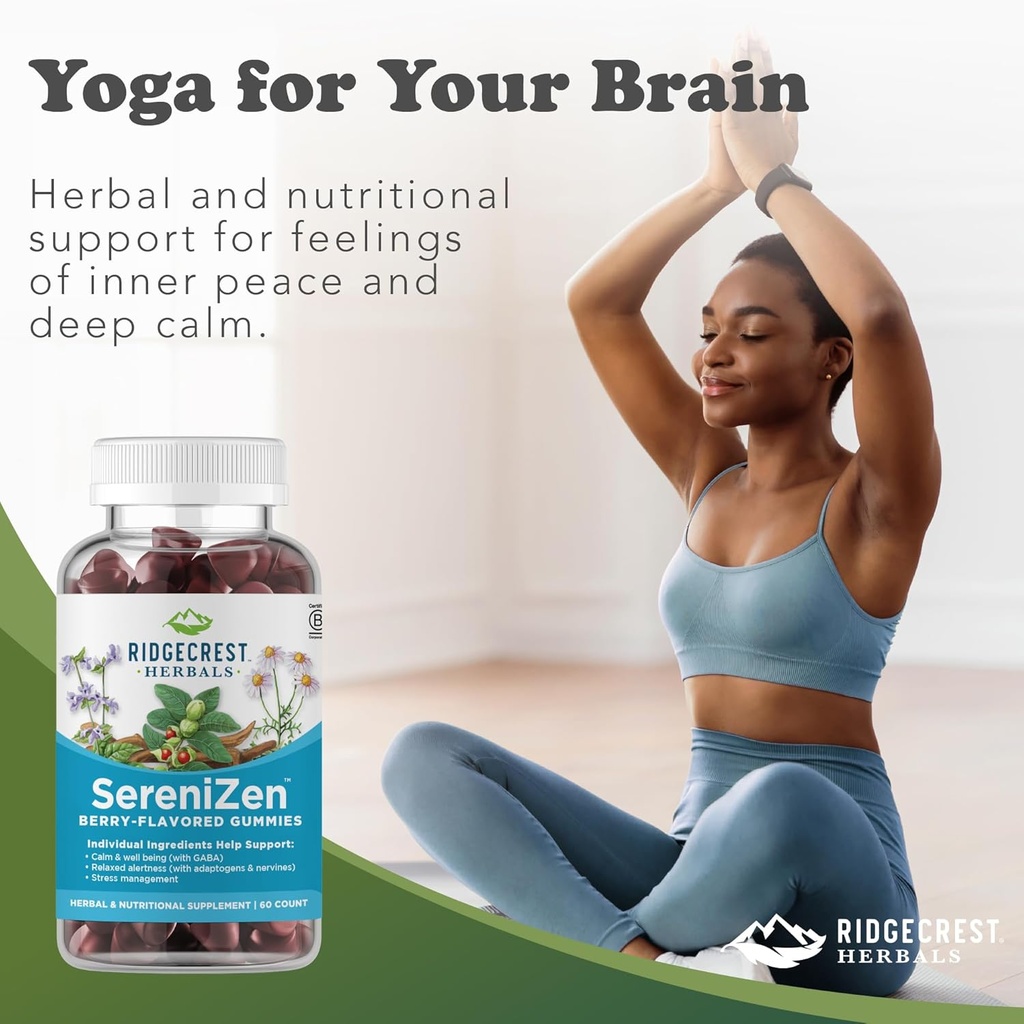 RidgeCrest Herbals SereniZen Gummies with Ashwagandha, GABA, L-Theanine, Chamomile & Lemon Balm, Supports Relaxation & Calm, Stress Management, Sleep. Daily Health Supplement, 60 Ct, 1-2 Month Supply 6