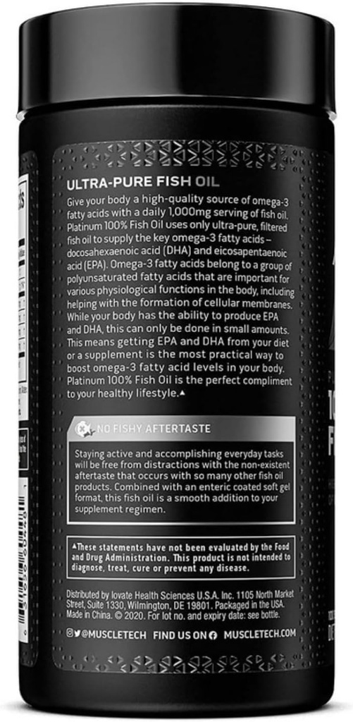 Omega 3 Fish Oil Capsules MuscleTech 100% Omega Fish Oil Burpless Fish Oil Supplement Omega 3 Fatty Acid Supplement Fish Oil 1000mg Pills, 100 Count 6