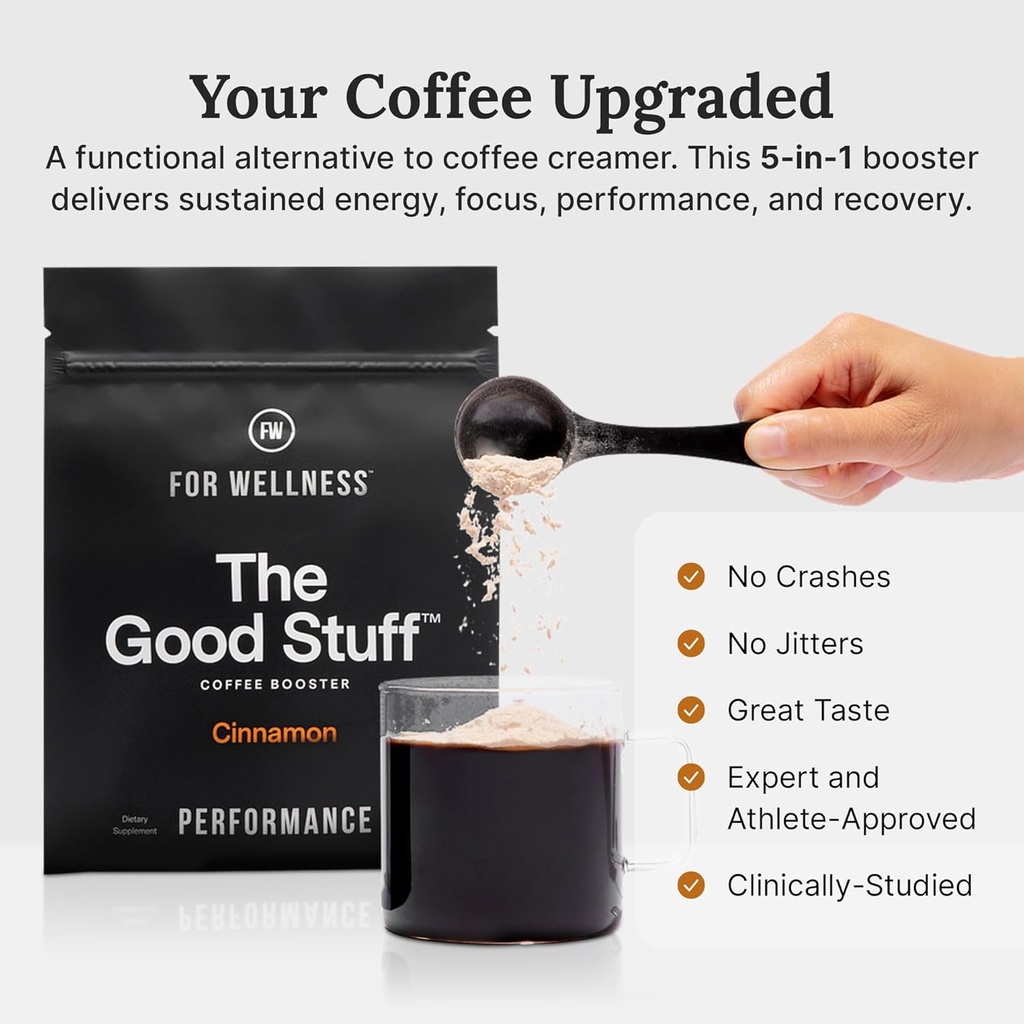For Wellness The Good Stuff Performance – Coffee Booster | Collagen + MCT Powder Supplement with L-Theanine and Antioxidants for Jitter-Free Energy & Stamina | Non-Dairy, Keto-Friendly, 30 Servings 4