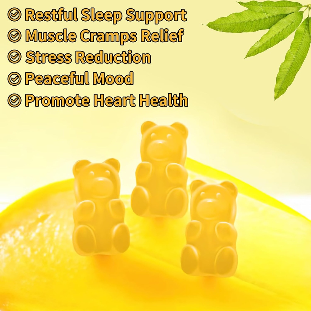 90 CT Magnesium Glycinate Gummies 1000mg - Sugar Free Magnesium Potassium Supplement with Vitamin D, B6, CoQ10 for Calm Mood & Sleep Support - 90 Orange Gummies. 5