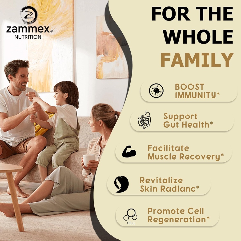 Zammex Bovine Colostrum Powder 4000MG for Immune Support, Gut Health, Hair Growth, Grass Fed Organic Colostrum Supplement for Humans Superfood Easy to Mix, 4g Protein, Unflavored, 30 Servings 6