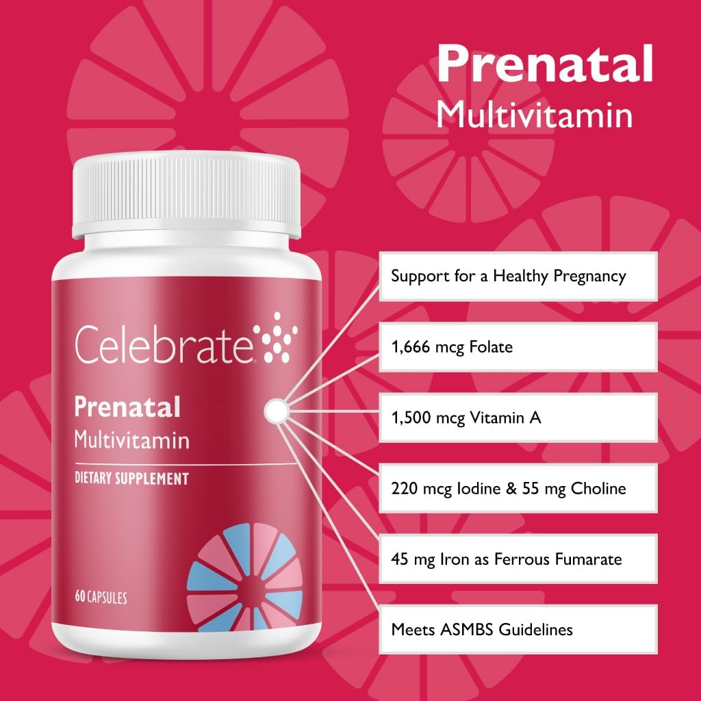Celebrate Vitamins Bariatric Prenatal Multivitamin Capsules with Folate (Folic Acid), Vitamin A, Iron, Iodine, and Choline, for Roux en Y and Sleeve Gastrectomy Patients, 60 Count 3