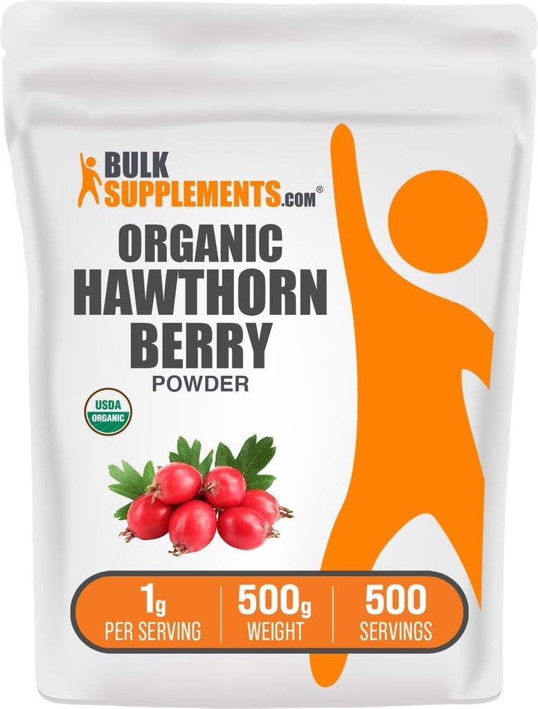 BulkSupplements.com Organic Hawthorn Berry Powder - Hawthorn Berry Supplement, Hawthorn Berry Organic - Vegan & Gluten Free, 1g per Serving, 500g (1.1 lbs) (Pack of 1) 2