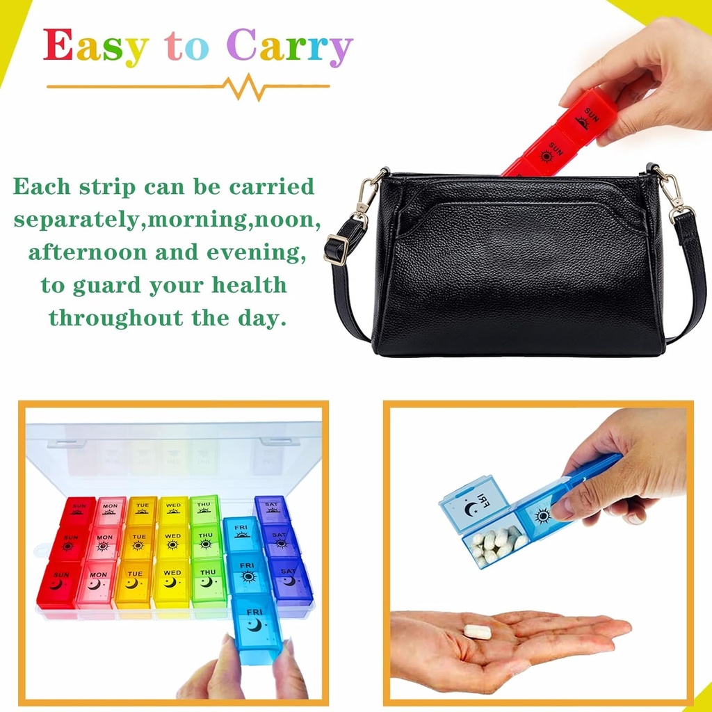 Weekly Pill Organizer 3 Times a Day, Large Pill Box 7 Day, Medicine Organizer Box, Pill Case Container, Daily Pill Organizer for Vitamins/Fish Oils. 3