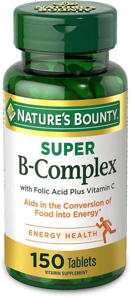 Nature's Bounty, Super B Complex with Vitamin C & Folic Acid - Immune&Energy Support - 150 Tablets,. 2