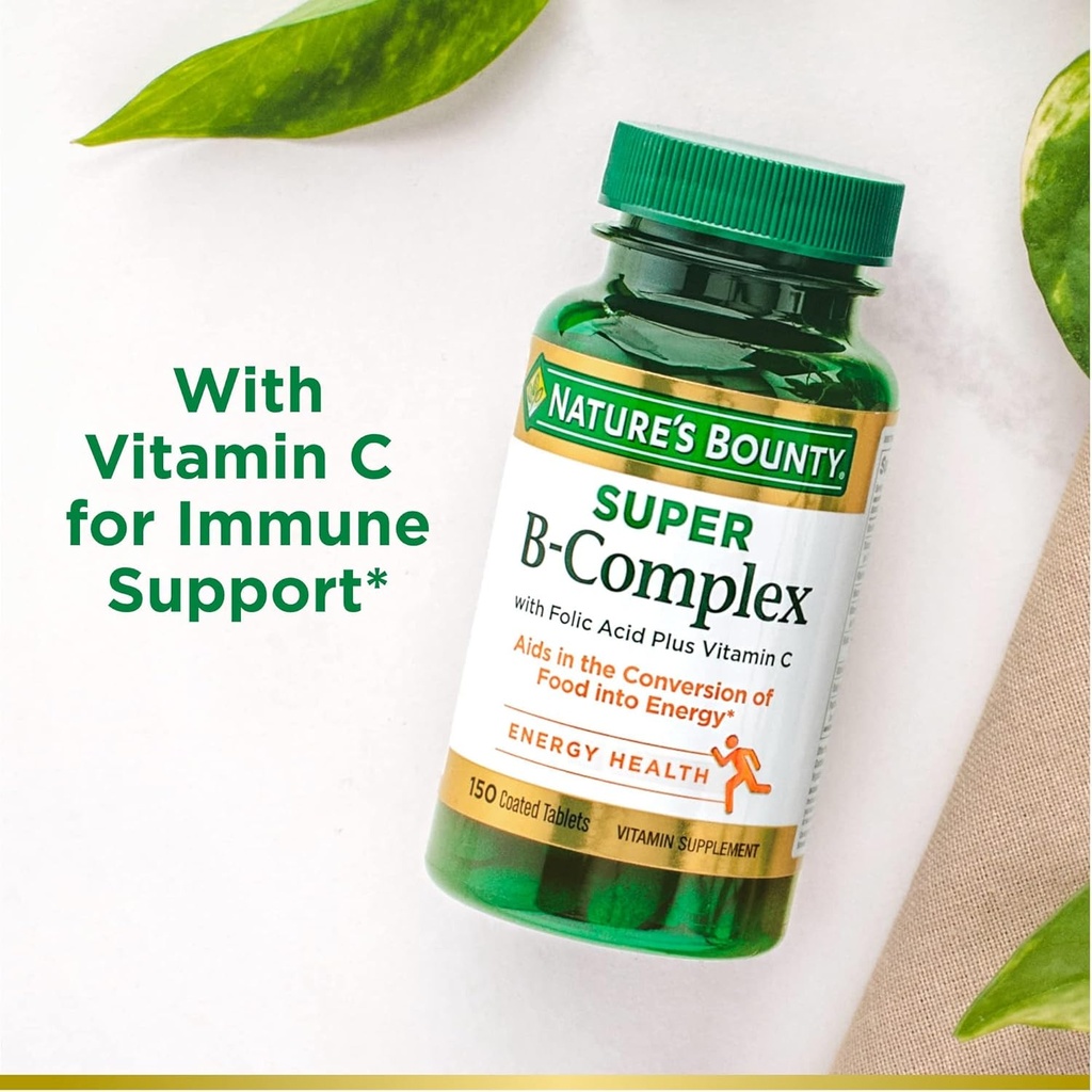 Nature's Bounty, Super B Complex with Vitamin C & Folic Acid - Immune&Energy Support - 150 Tablets,. 4