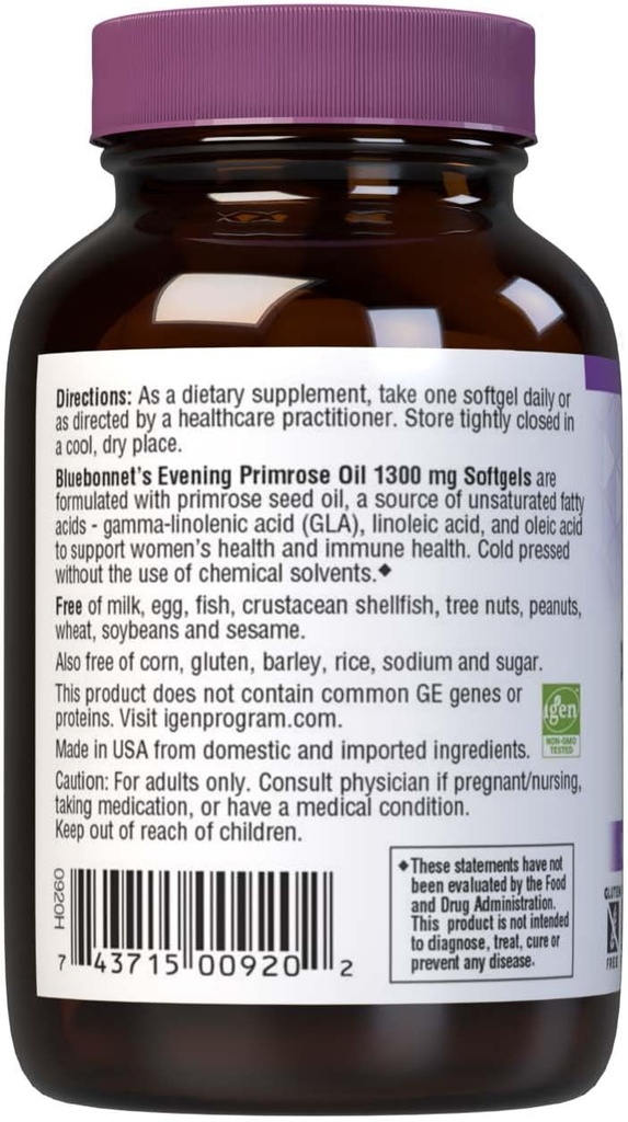 BlueBonnet Evening Primrose Oil for Women 1300mg Softgels - Cold Pressed - Women's Health Supplement - Gamma-Linolenic Acid (GLA) - Non-GMO, Gluten-Free, Soy-Free, Dairy-Free - 90 Softgels 4