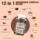 Mushroom Complex Gummies Supplements 12 Blend with Lions Mane Supplement Vegan Blend with Reishi, Cordyceps, Ashwagandha - Lion's Mane Mushroom Gummies for Adults Brain Booster, Immune Support, Energy 3