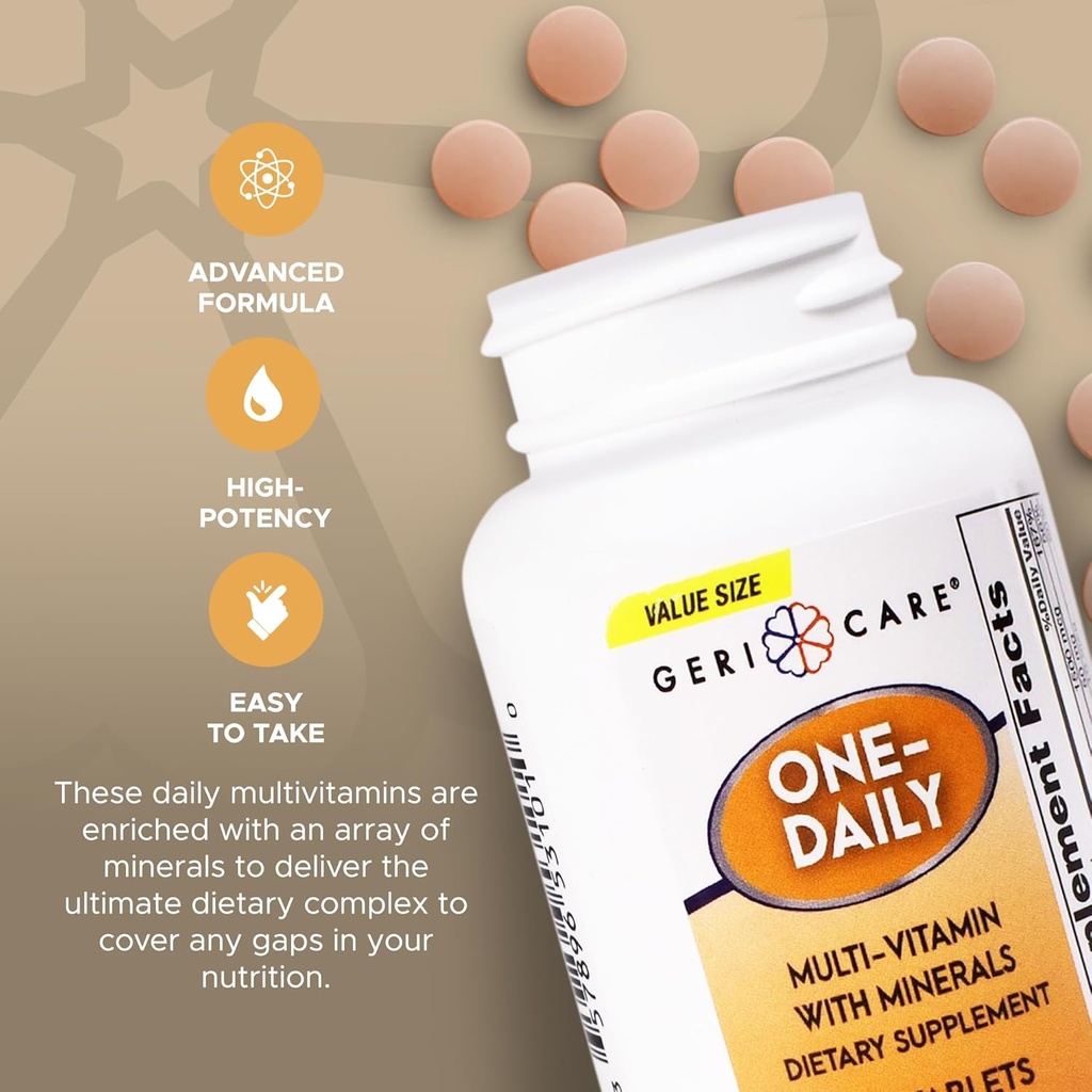 GeriCare One-Daily Multi-Vitamin & Minerals, Dietary Suplement Tablets (200 Count (Pack of 1)) 4