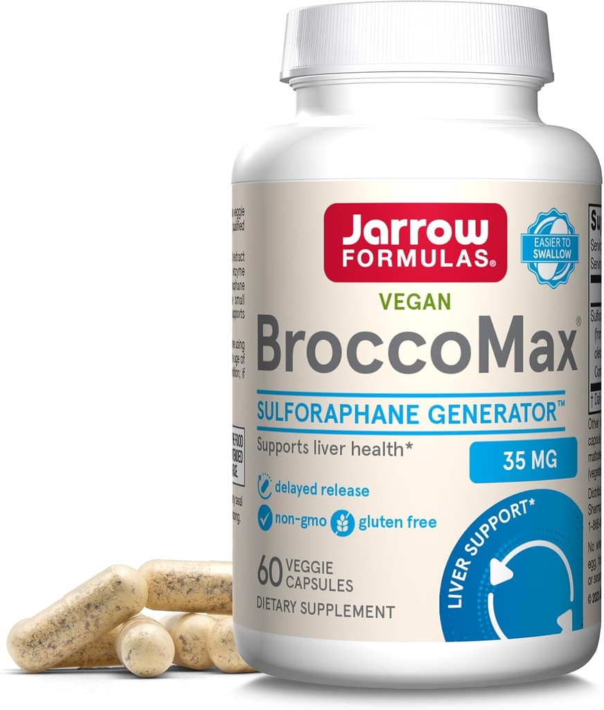 Jarrow Formulas BroccoMax Sulforaphane Generator 35mg w/Sulforaphane Glucosinolate & Myrosinase, Dietary Supplement for Liver Health Support, 60 Delayed Release Veggie Caps, 30 Day Supply(Pack of 12) 2