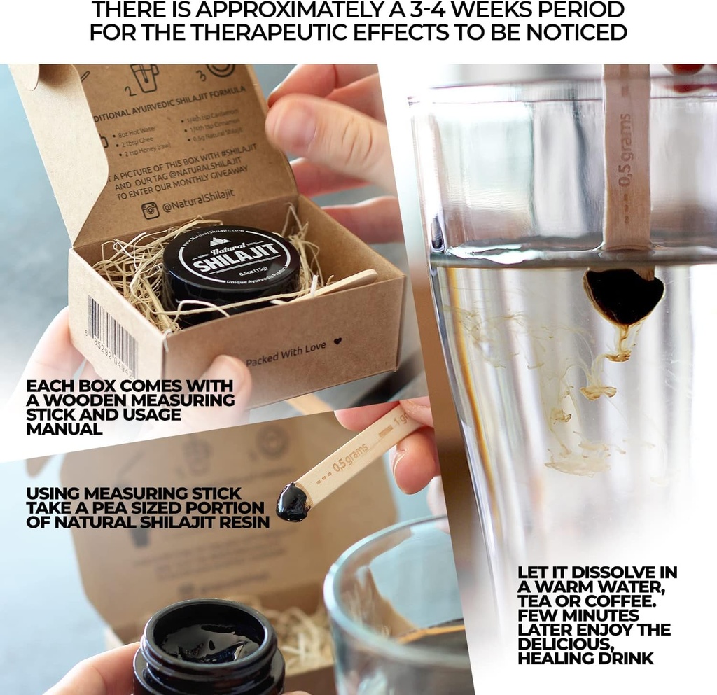 NATURAL SHILAJIT Resin - 20 Gram Shilajit Supplement with Fulvic Acid & Trace Minerals & Shilajit Honey Sticks 7 Count 6