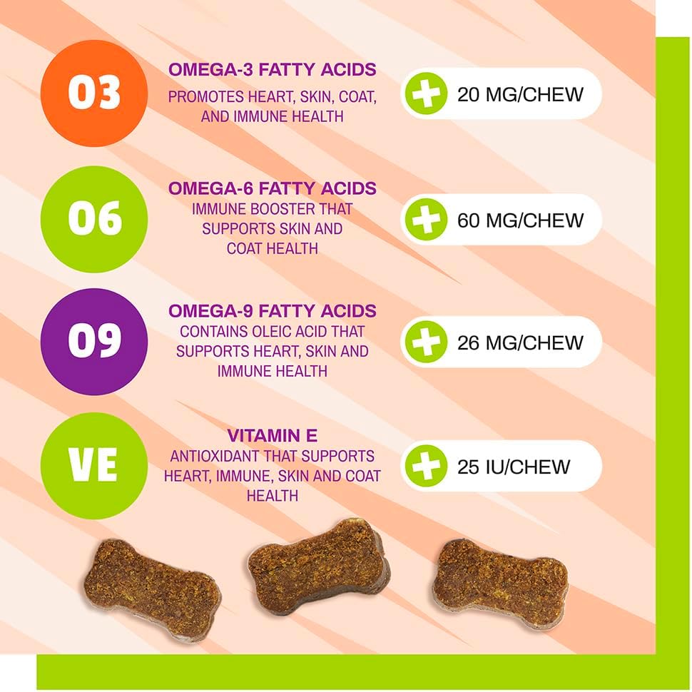 Pet Naturals Skin and Coat for Dogs with Dry, Itchy and Irritated Skin, 30 Chews - Salmon Oil, Vitamin E and Flax Oil - No Corn or Wheat - Vet Recommended 6