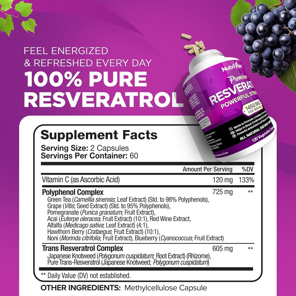 Nutrivein Premium Sea Moss Capsules & Resveratrol Supplement Bundle: High-Absorption Resveratrol Capsules and Irish Sea Moss for Digestion, Vitality, & Repair 3