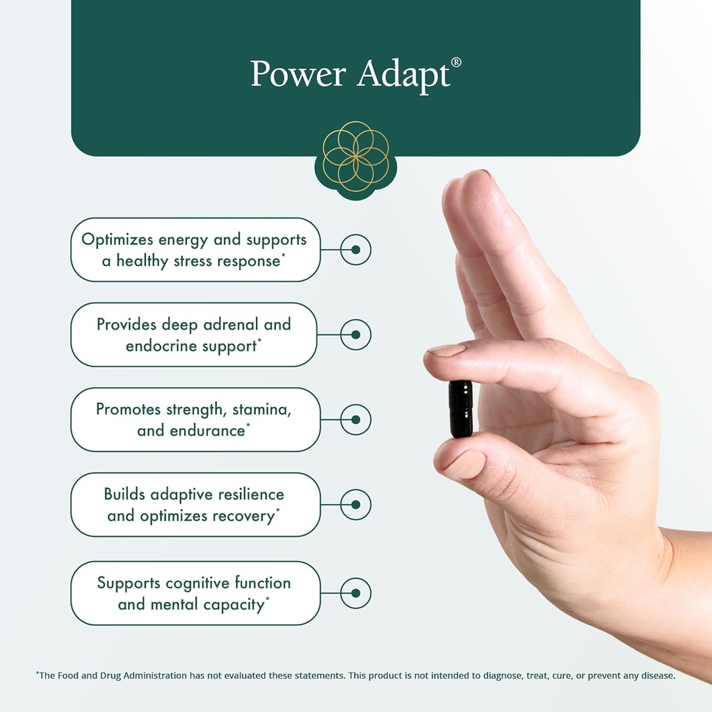 Natura Health Products Power Adapt Supplement - Deep Adrenal and Endocrine Support - Featuring Ashwagandha, Ginseng, Rhodiola Rosea Root Ext. and Cordyceps (60 Capsules) 4