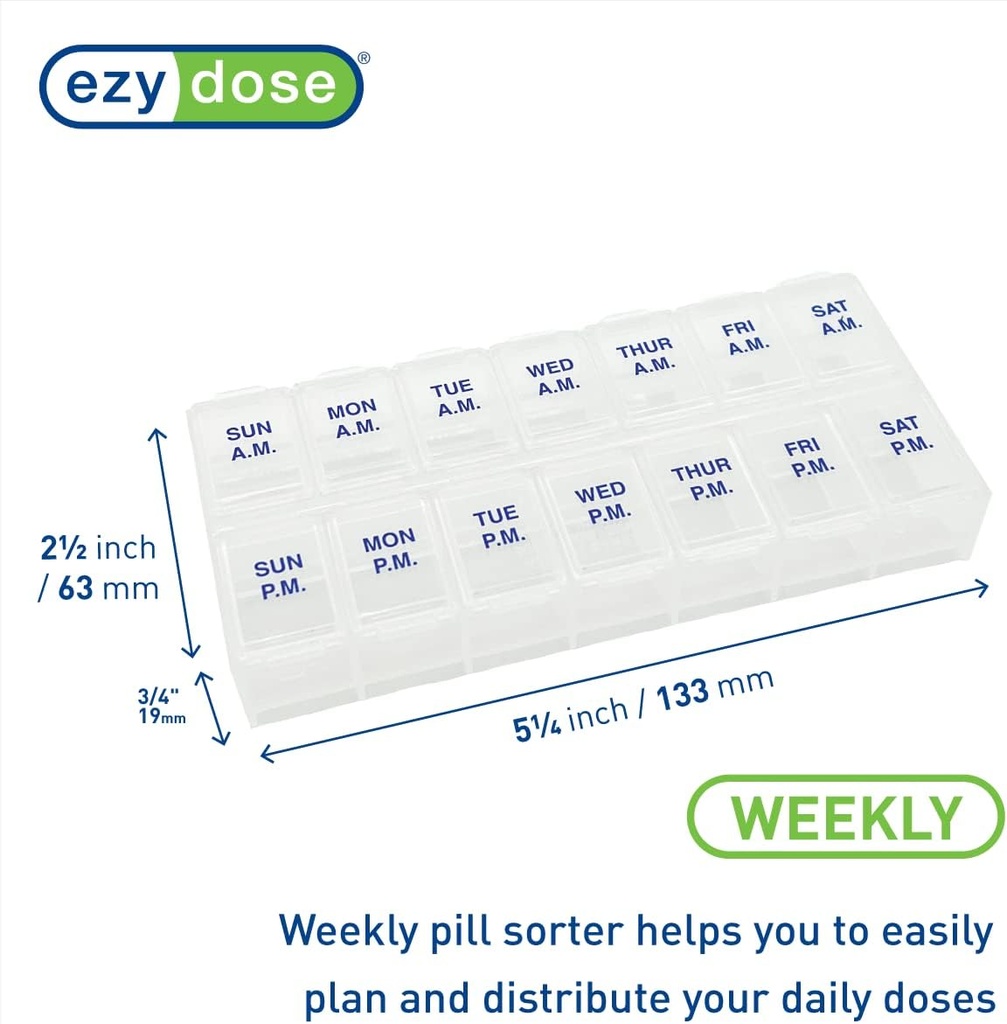 Ezy Dose Weekly 7-Day AM/PM Pill Organizer, Vitamin Case and Medicine Box, Medium Compartments for Twice-Daily Dosing, Natural Color Design, Easy-Open Lids, Portable and Perfect for Home or Travel Use 4
