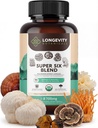 Organic Super Six Mushroom Blend Capsules Supplement (90) | Fruiting Body Extract Complex | Lions Mane, Turkey Tail, Cordyceps, Reishi, Chaga & Tremella | 35% Beta-D Glucans | Overall Wellness Support 2