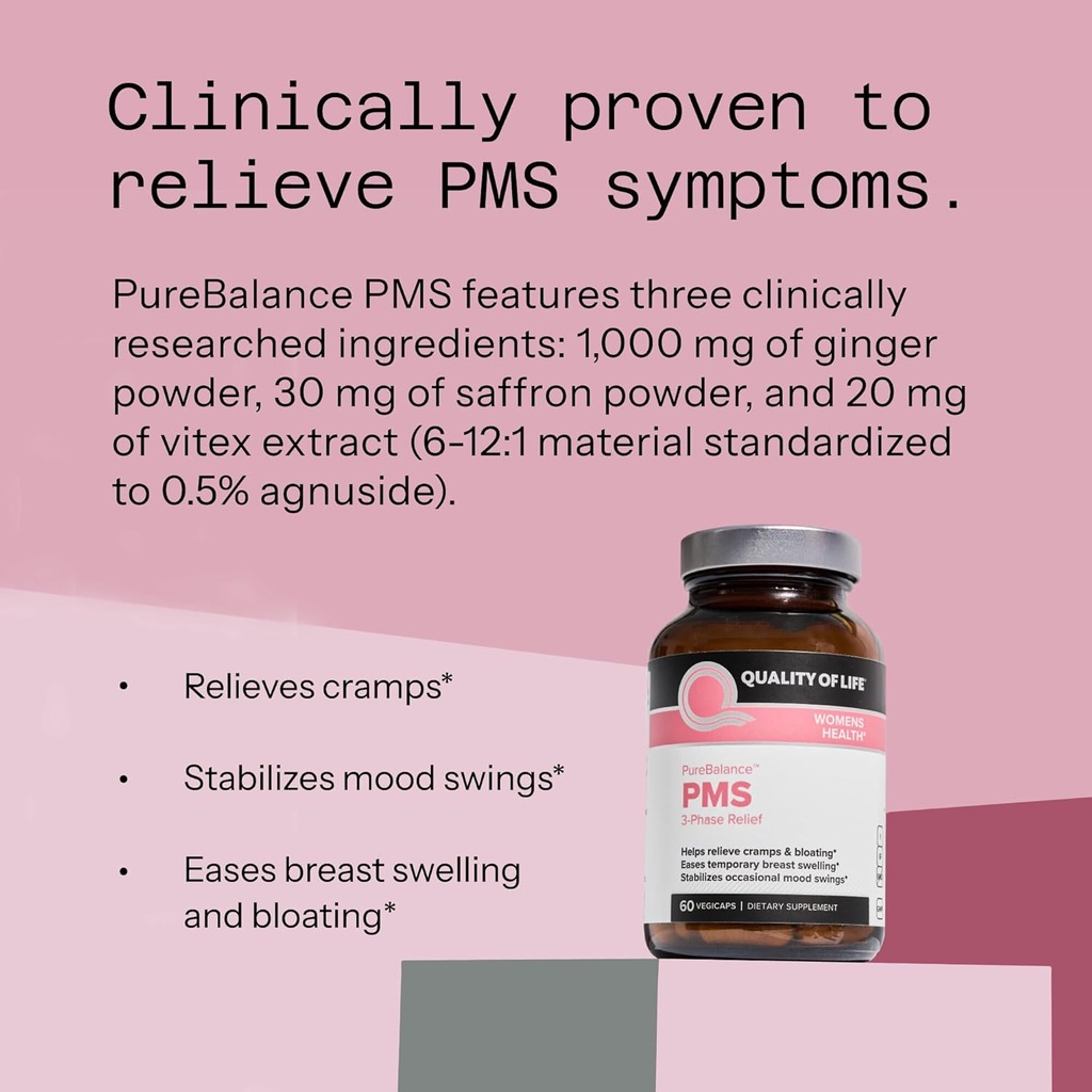 Quality of Life Pure Balance PMS, 3-Phase Relief Supplement - 60 Count 6