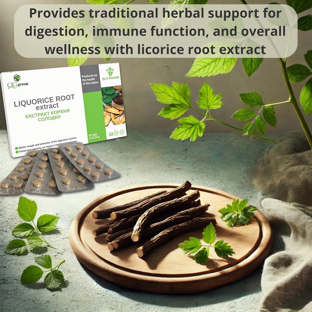 QG group Pure Licorice Root Extract (80 Tablets - 200mg Each) Dietary Supplement for Digestive and Immune Health Support. Liquorice Root Supplement for Men & Women 6