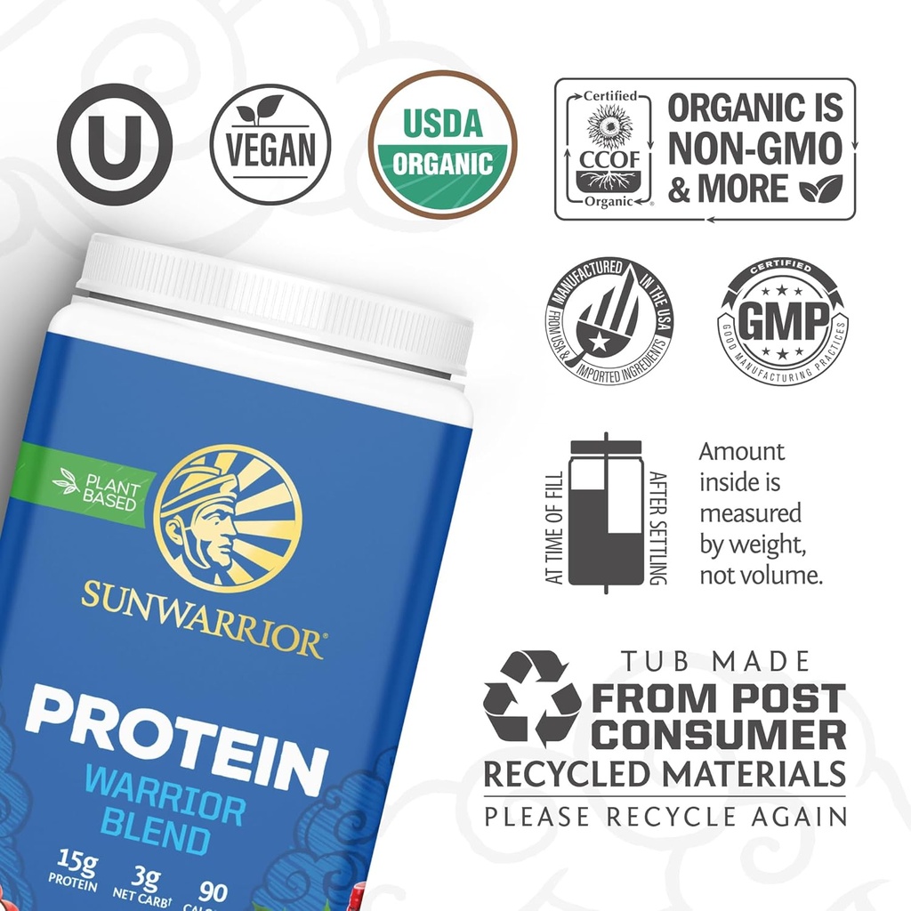 Sunwarrior Organic Plant Based Protein Powder | Vegan Organic Protein Powder Maple Flavored with BCAA Amino Acids & Hemp Seed Pea Blend | Non-GMO Soy Dairy Filler & Gluten Free (Maple, 30 Servings) 4