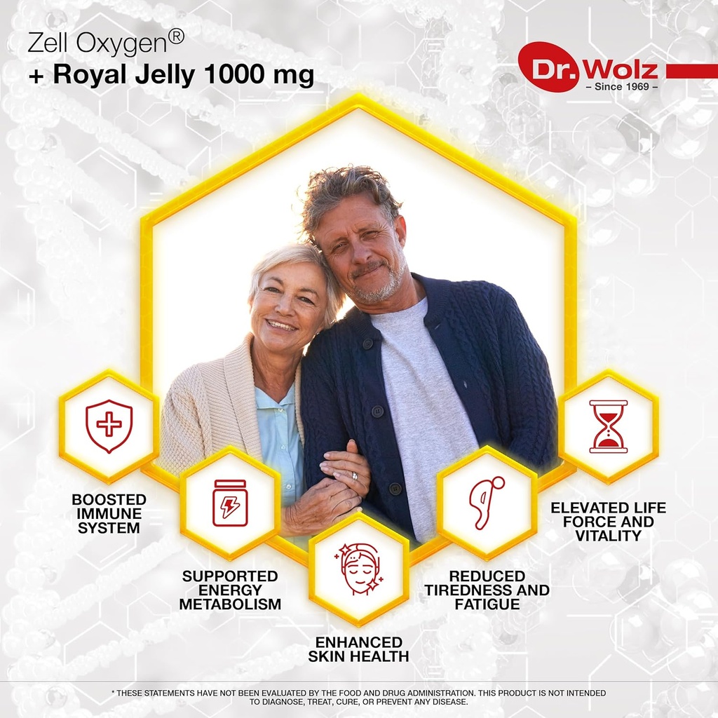 Dr. Wolz Zell Oxygen + Royal Jelly 1000mg, Organic Superfood and All Natural Energy Supplements, Nutrition for Immune Support, Healthy Skin, Fatigue Relief and Energy Boost, 14 Vials 4