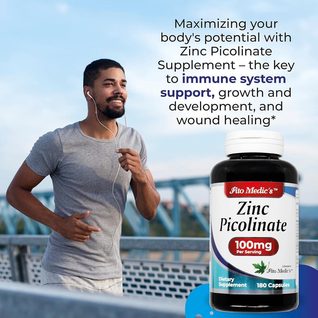 LAB | zinc supplements | zinc 100mg | Zinc Picolinate | Immune Support Supplement | 180 Capsules| zinc supplements | Ultra high Absorption. 4