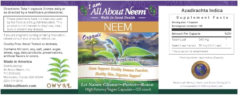 High Potency Organic Neem Leaf Capsules | Herbal Supplement | 120 Count, 1,500 mg with Neem Leaf Extract 4