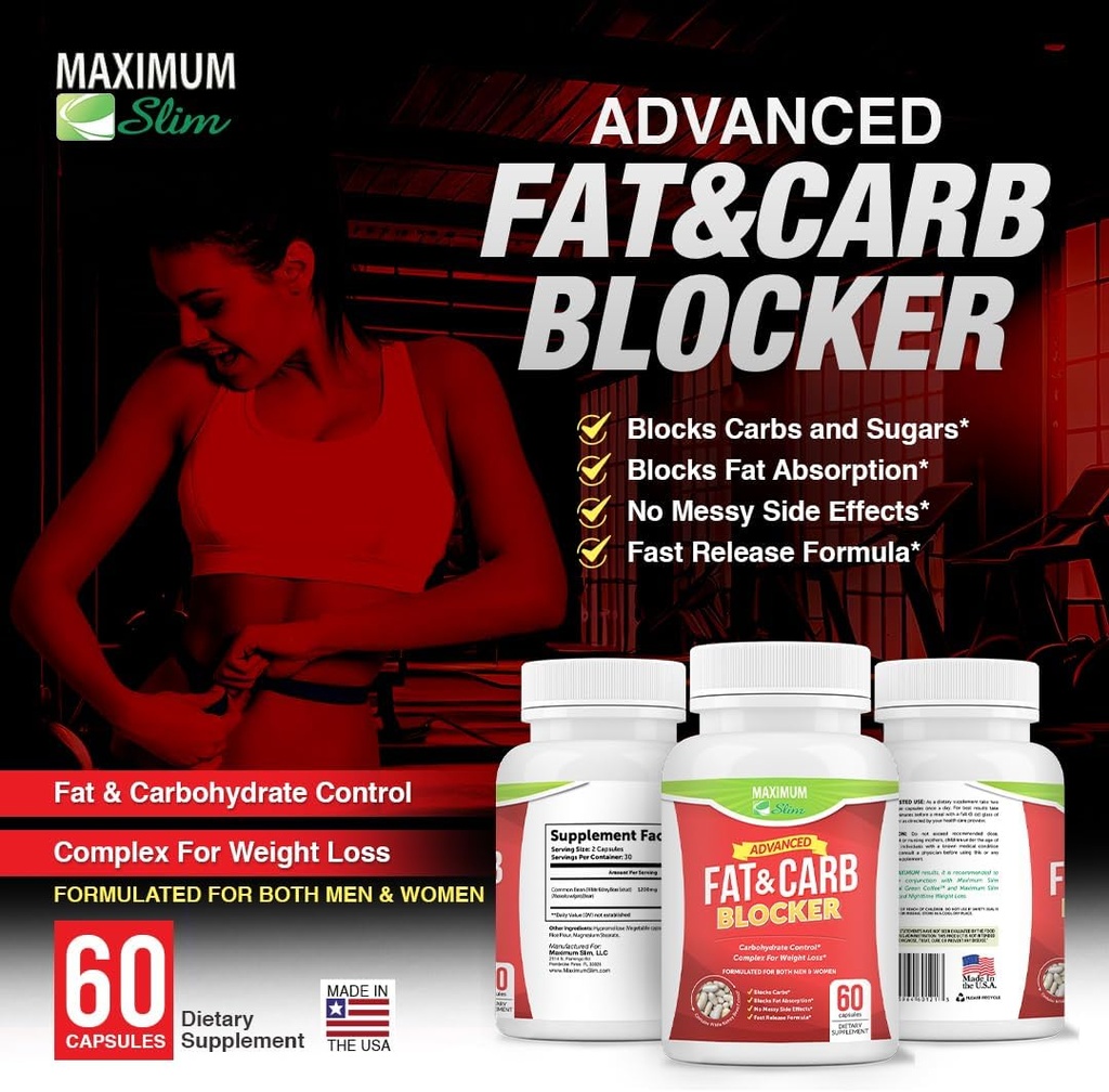 Maximum Slim Fat & Carb Blocker Pure Kidney Bean Extract for Weight Loss and Appetite Suppressant, 5