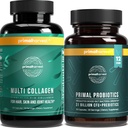 Primal Harvest Probiotics & Multi Collagen Supplements for Women and Men Pre and Probiotics with 31 Billion CFU and Collagen Peptides Pills Bundle 2
