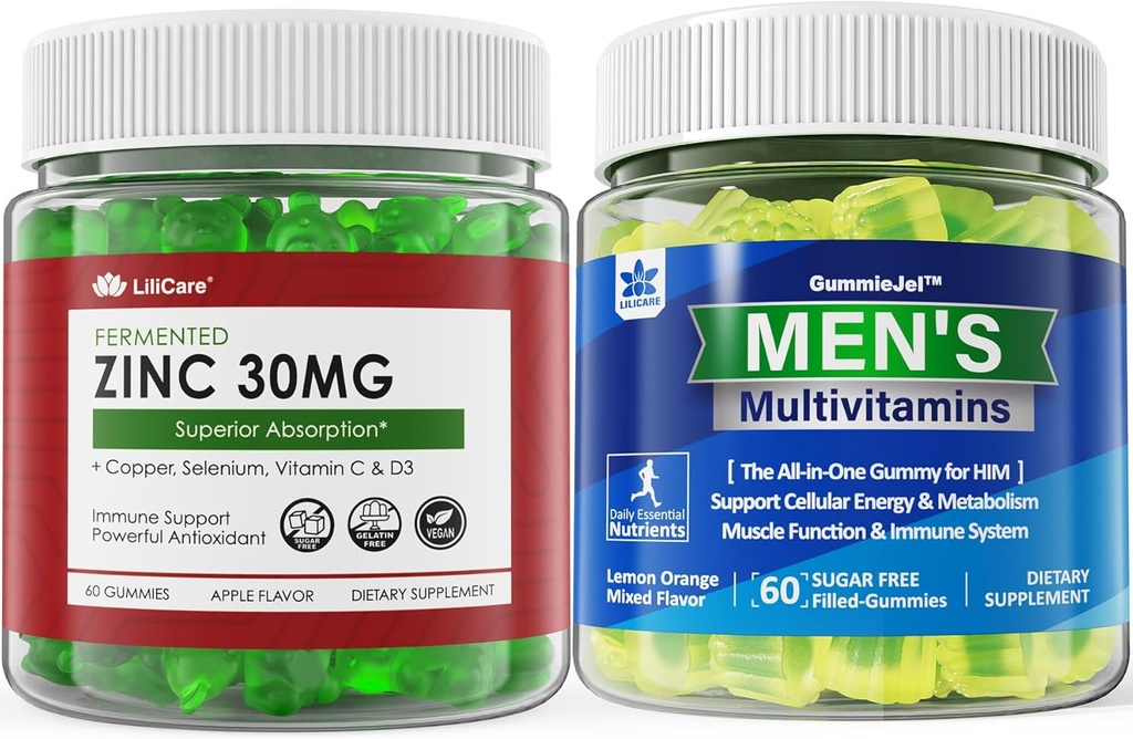Sugar Free Zinc Gummies 2 Pack + Mens Multivitamins Gummies 1 Pack 2