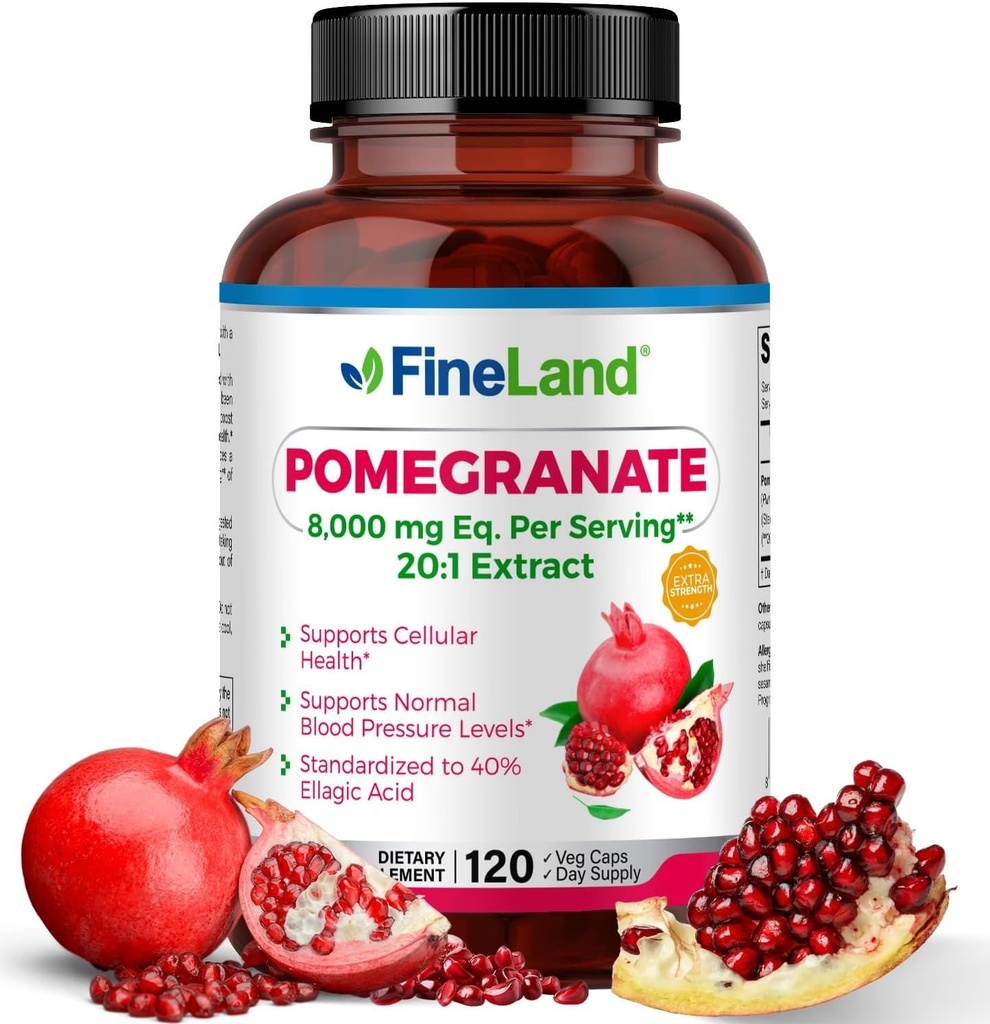 FineLand Pomegranate Extract 20:1, 8,000 mg Equivalent per Serving, 40% Ellagic Acid Standardized, Antioxidant Supplement for Cellular & DNA Health, 120 Veg Capsules, 4-Month Supply 2