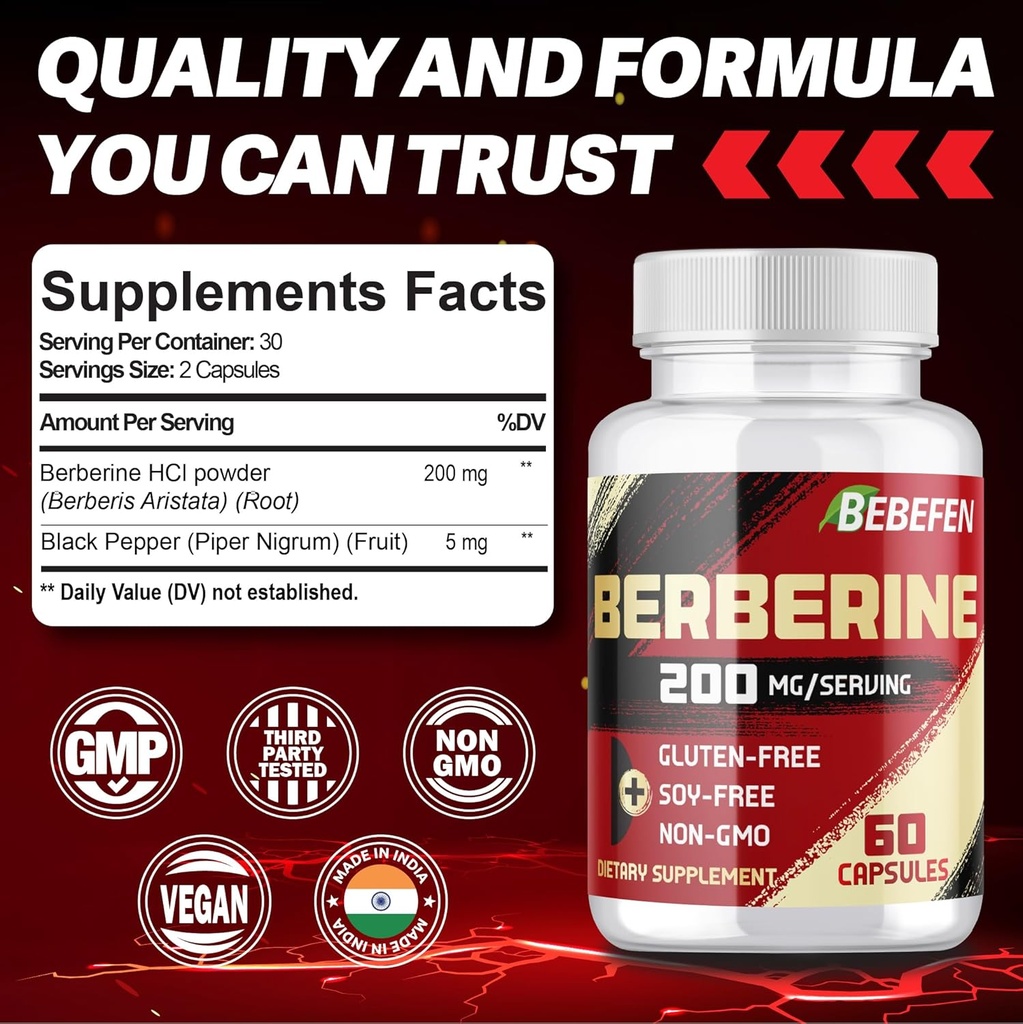Berberine HCL Supplement 2000mg - Supports Immune System, Cardiovascular Health - Non GMO | Gluten Free 3