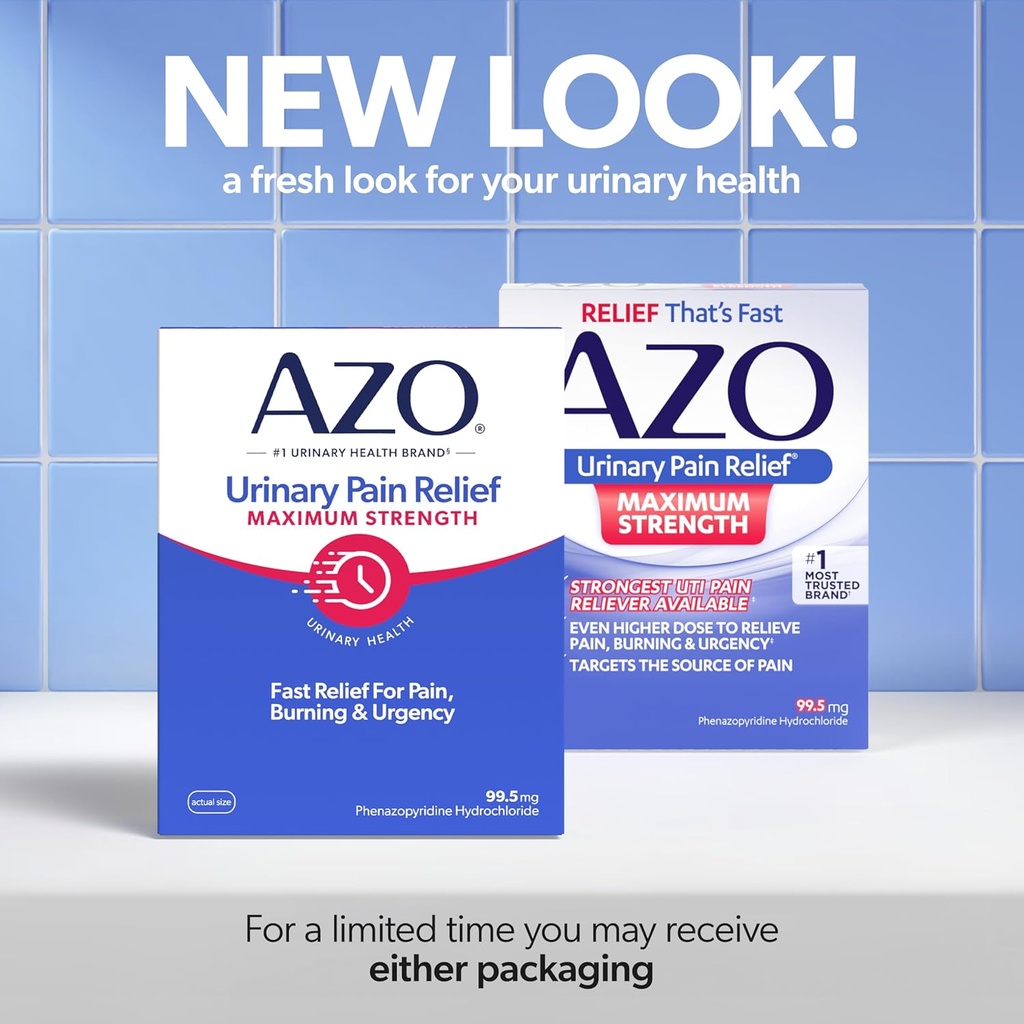 AZO Urinary Pain Relief Maximum Strength, Fast relief of UTI Pain, Burning & Urgency, Targets Source of Pain, #1 Most Trusted Brand, 24 Tablets 3