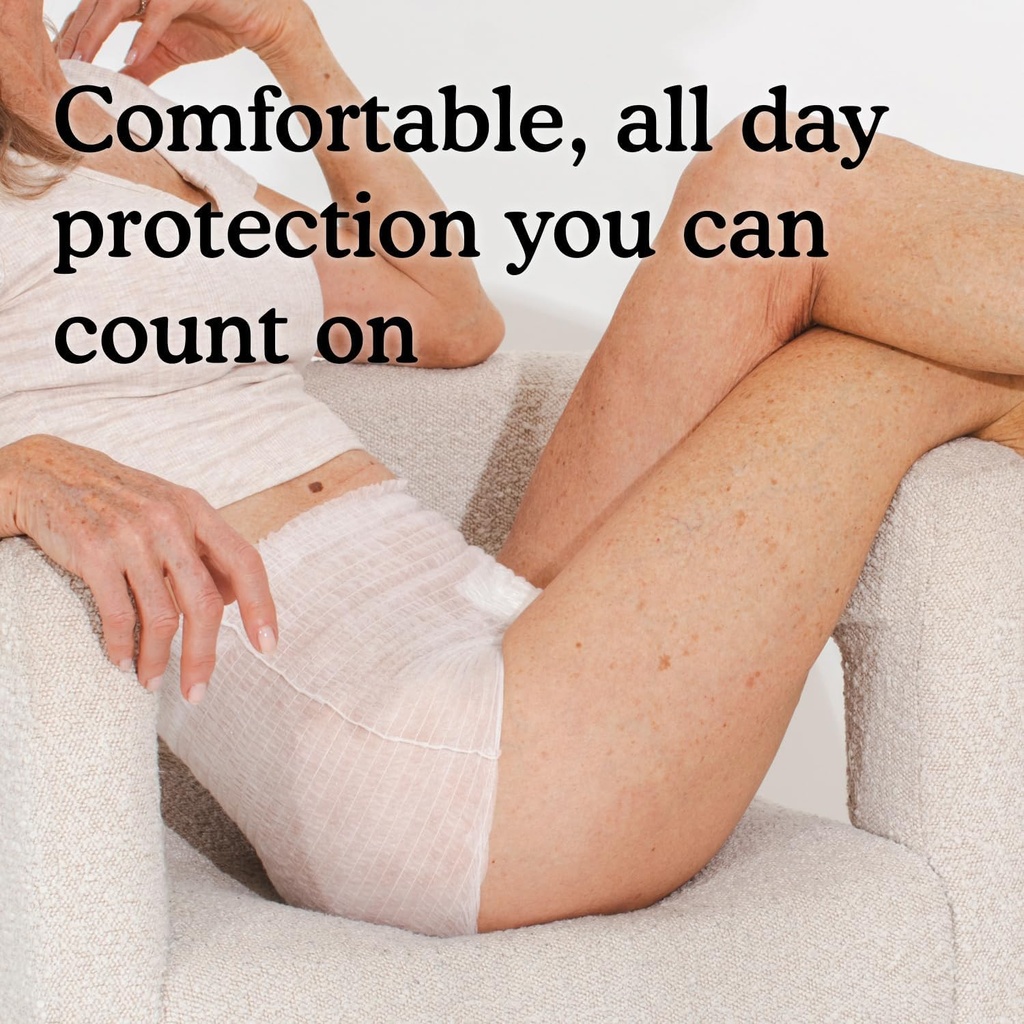 Because Adult Incontinence Underwear for Sensitive Skin - Women - Premium Overnight Disposable Briefs, Anti Odor - White, X-Large - Absorbs 6 Cups - 48 Count (4 Packs of 12) 6