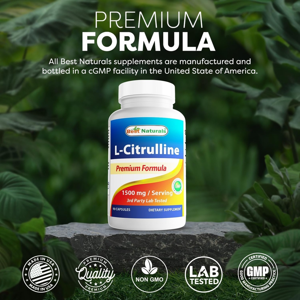 Best Naturals L-Citrulline Capsules - 1500mg/Serving - Non-GMO - Gluten Free - 90 Capsules (90 Count (Pack of 3)) 6