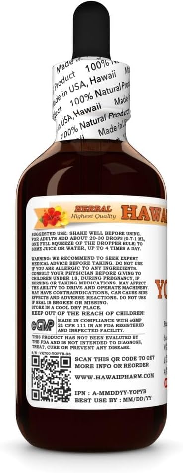 Yohimbe (Pausinystalia Yohimbe) Dry Bark Tincture, Made in Hawaii, All Natural, Vegan, Pure Liquid Extract - 32 fl.oz 4
