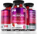 Organic probiotic Gummies 5 Billion CFUs, Max Strength Probiotics Gummy Supplement for Women and Men with Natural Strawberry Flavor 60 Gummies 5