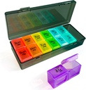 Weekly Pill Organizer 2 Times a Day-Am Pm Pill Organizer 7 Day, Pill Cases Organizers 7 Day with Separate Container, Case for Fish Oils, Vitamin, Supplements 2