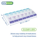 EZY DOSE Push Button (7-Day) Pill Case, Medicine Planner, Daily Vitamin Organizer, 2 Times a Day AM/PM, X-Large Compartments, Arthritis Friendly, Easy to use, Clear Lids, Purple and Blue, BPA Free 3