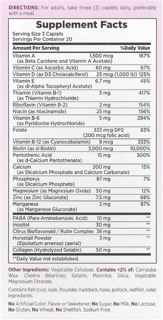 Nature's Bounty Hair, Skin & Nails, 60 caplets 2