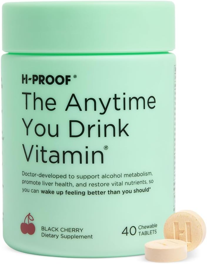 H-PROOF Bundle & Save, The Anytime You Drink Vitamin, 40 Chewable Tablets (20 Servings), Black Cherry & The Anytime You Need Energy Vitamin, 60 Chewable Tablets (30 Servings), Mixed Berry 3