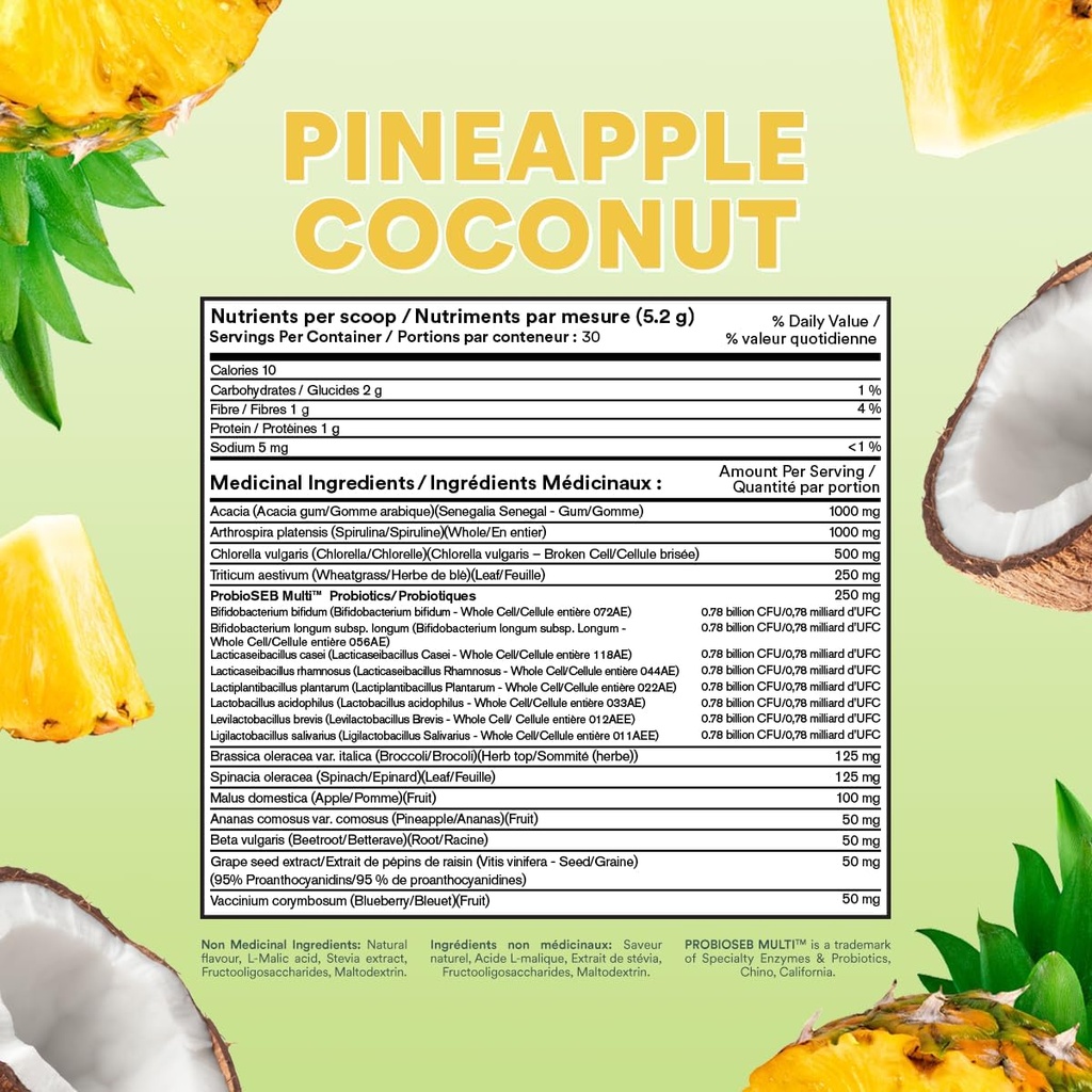Cira Daily Greens - Naturally Sweetened, Organic Spirulina Superfood Powder with Premium, Antioxidant-Rich Ingredients for Debloating, Digestion, & Energy - Pineapple Coconut, 30 Servings 6