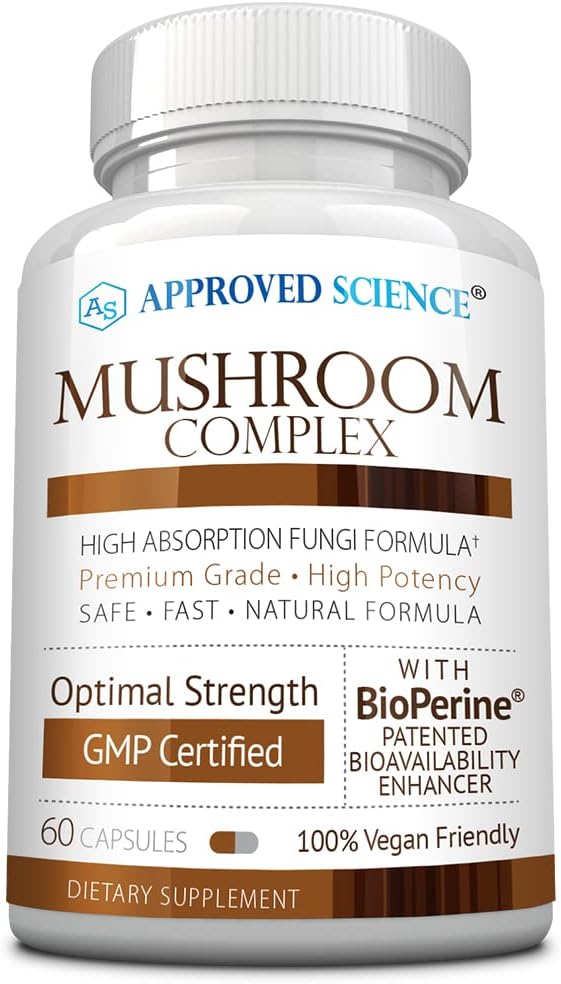 Approved Science Mushroom Complex - Support The Immune System and Cognitive Function - with Lion’s Mane, Chaga, Reishi, Turkey Tail, Shiitake, Oyster, and More - 60 Capsules - Vegan 2