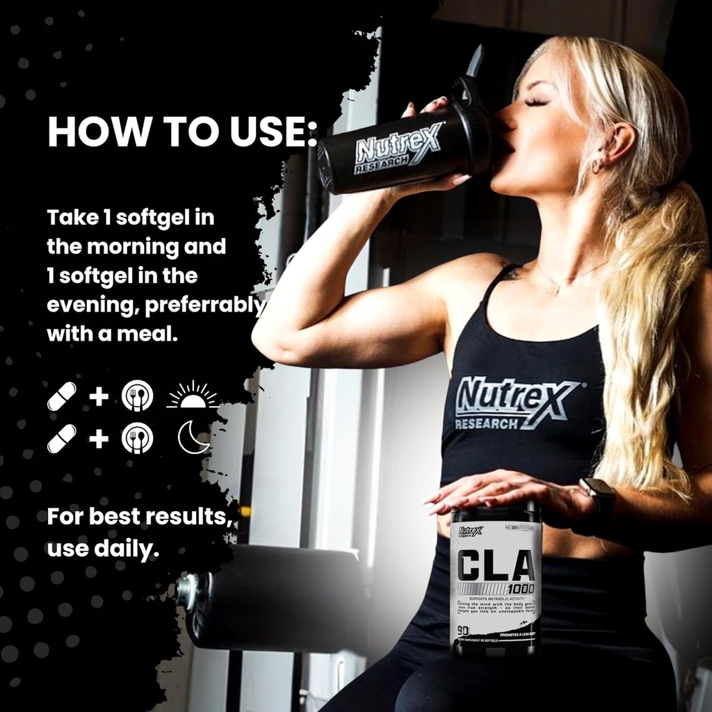 Nutrex CLA 90 Soft Gels - 1000mg Conjugated Linoleic Acid Active Blend from Safflower Oil - Stimulant-Free Metabolism Booster Pills for Weight Loss 6