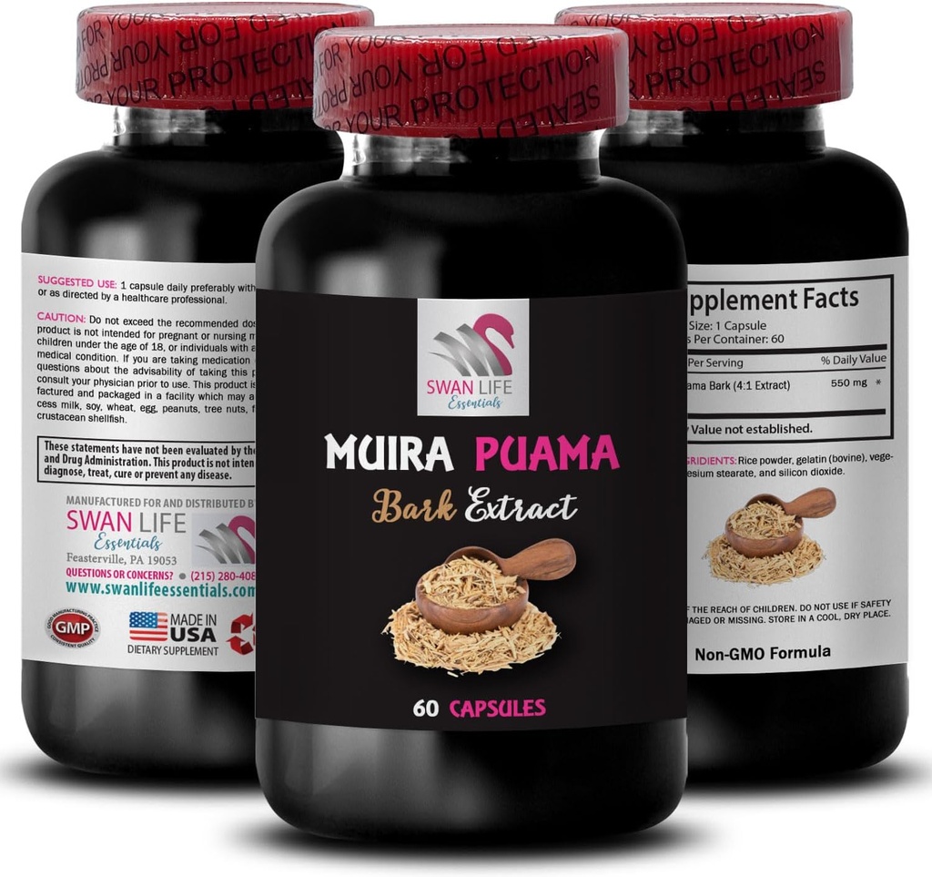 Adventure Activation - MUIRA PUAMA BARK EXTRACT - Focus Enhancement, Energy Recharge, Herbal Source, Dynamic Energy Boost, Botanical Blend, Vital Power, Strength Support 3 Bottles 180 Capsules 3