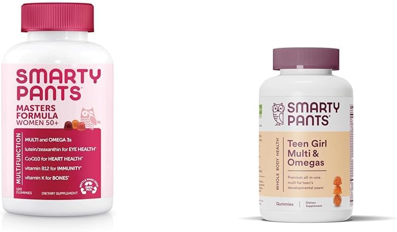 SmartyPants Gummy Multivitamin for Women 50 and Over: Omega 3 Fish Oil (EPA/DHA), Methylfolate & Teen Girl Multivitamin Gummies: Omega 3 Fish Oil (EPA/DHA), Vitamin D3, C, Vitamin B12 2