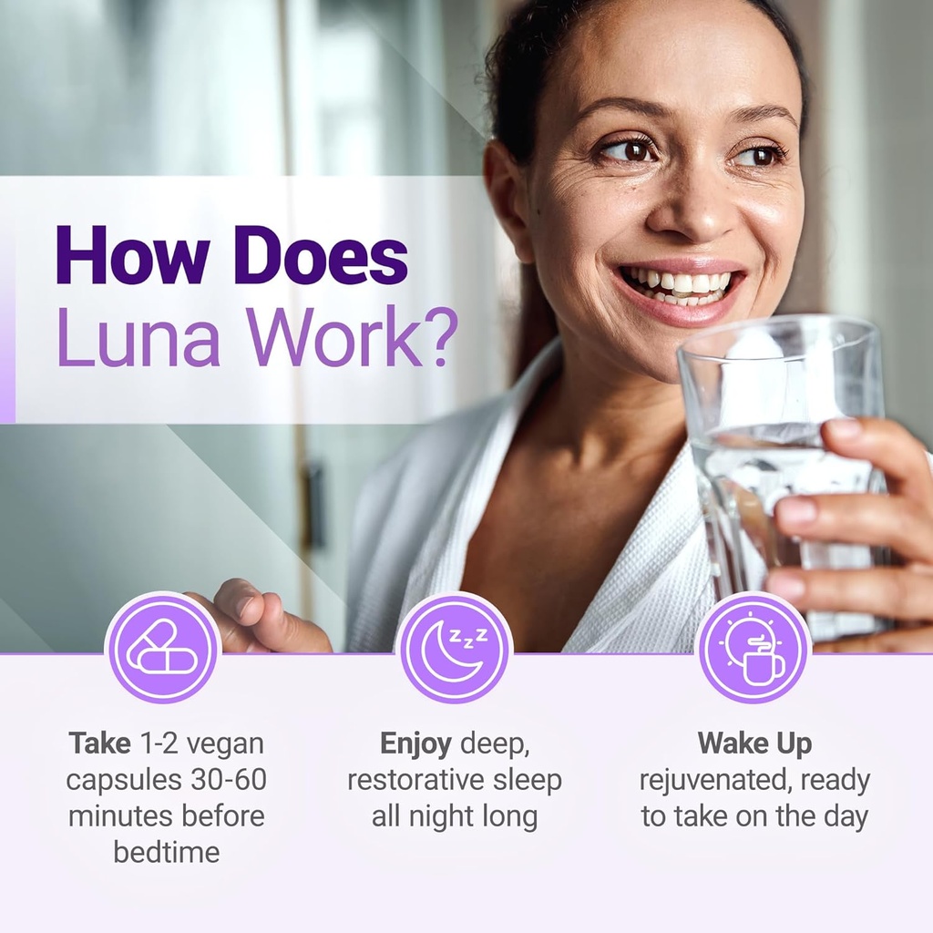 Nested Naturals Luna Sleep Supplement (60 Vegan Capsules) & 5-HTP 100mg (120 Vegan Capsules) for Improved Sleep, Relaxation & Mood 4