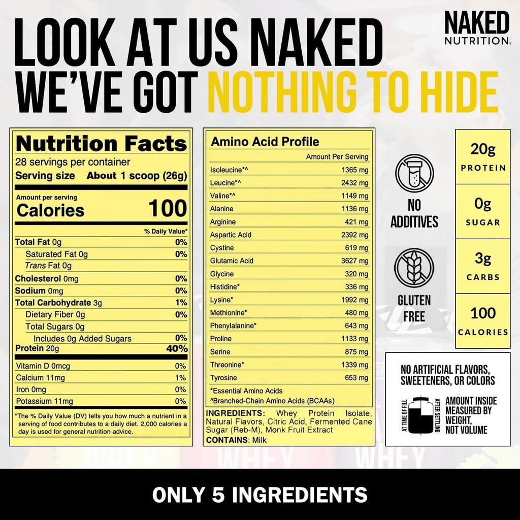 Naked Clear Whey Protein Isolate, Lemonade Protein Powder Isolate, No Gmos Or Artificial Sweeteners, Gluten-Free, Soy-Free - 28 Servings 4