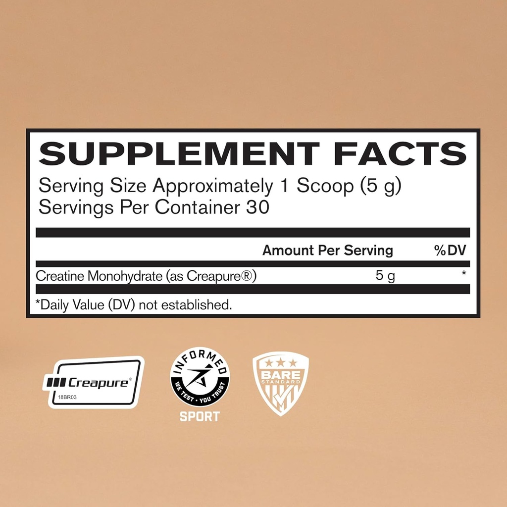 BARE PERFORMANCE NUTRITION, BPN Pure Creatine Monohydrate Powder by Creapure, 5g of Creatine per Serving, Supports Muscle Growth, Unflavored Creatine Powder, 30 Servings 3
